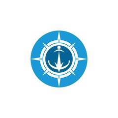 Anchor and compass logo design icon symbol
