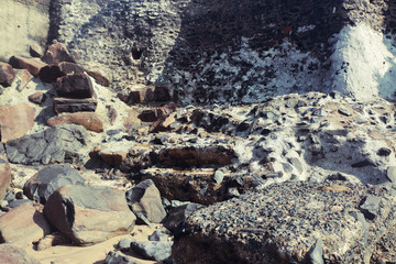 Rocks kept along the beach area