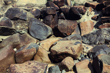 Rocks kept along the beach area