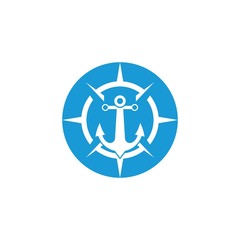 Anchor and compass logo design icon symbol