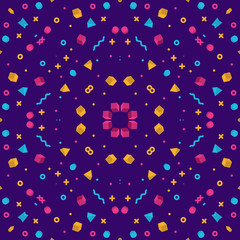 Kaleidoscope seamless pattern - colorful geometric repeat print design
