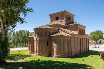 Simple brick built church of Santiago in the Spanish city of Salamanca - obrazy, fototapety, plakaty