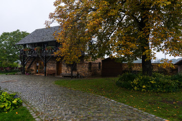 Typical courtyard of an old windmill. Germany.