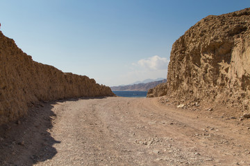 Red mountains and blue sky. Egypt, the Sinai Peninsula.