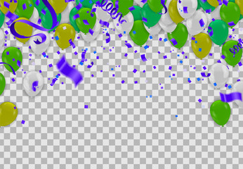 Celebration banner with green balloons background and Saint Patrick's Day party