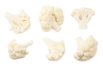 Cauliflower isolated on a white background. top view