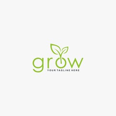 Fototapeta premium Letter grow logo design. Plant abstract design. Natural organic vector icon.