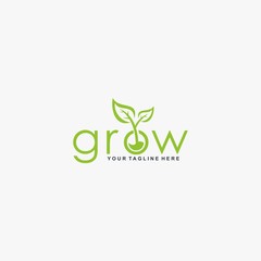 Letter grow logo design. Plant abstract design. Natural organic vector icon.