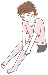 美脚　ソックス　女性　イラスト