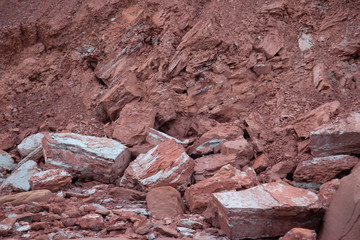 large pieces of fallen rock