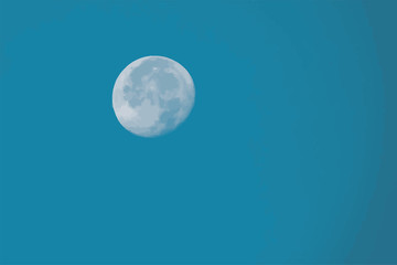 Vector - Waning Gibbous Moon Against a Blue Sky