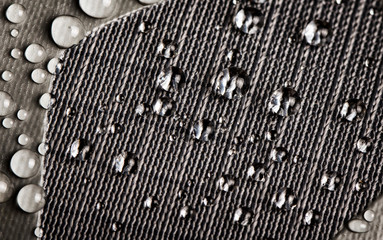 water resistant membrane fabric with water droplets