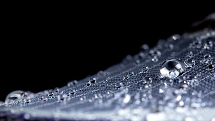 water resistant membrane fabric with water droplets