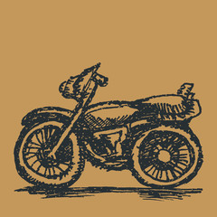 Brown and black grunge ink sketch of a motorcycle illustration vector
