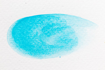 Blue color watercolor handdrawing as brush or banner on white paper background