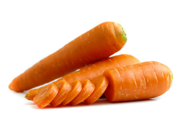 fresh carrots isolated on white background