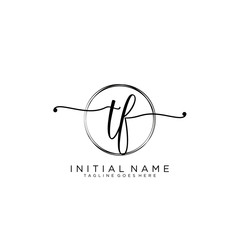 TF Initial handwriting logo with circle template vector.