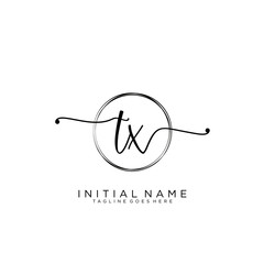 TX Initial handwriting logo with circle template vector.