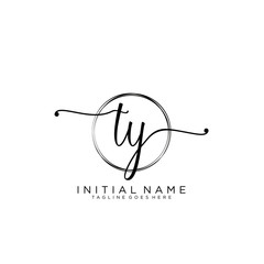 TY Initial handwriting logo with circle template vector.