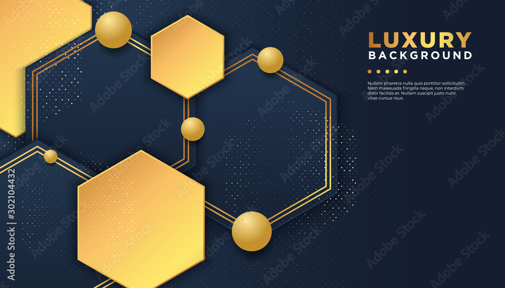 Aufkleber dark abstract background with black overlap layers. texture with golden effect element decoration. l