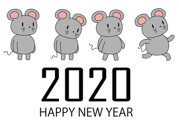 Obraz premium Happy New Years card of The mouse begins to walk 