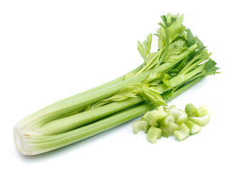 fresh celery isolated on white background