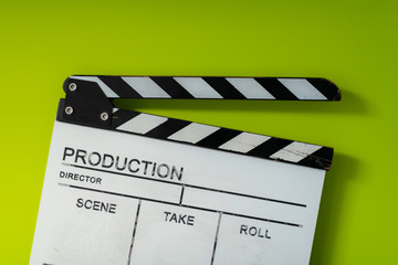 movie clapper on green  background