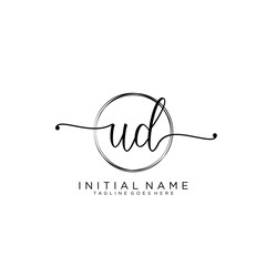 UD Initial handwriting logo with circle template vector.