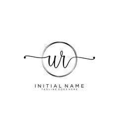 UR Initial handwriting logo with circle template vector.
