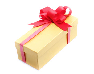 yellow gift box isolated on white
