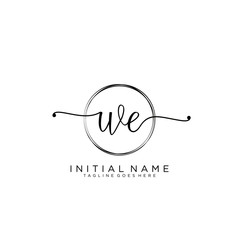 WE Initial handwriting logo with circle template vector.