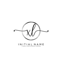 XL Initial handwriting logo with circle template vector.