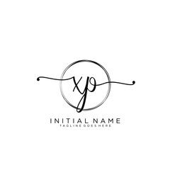 XP Initial handwriting logo with circle template vector.