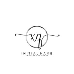 XQ Initial handwriting logo with circle template vector.