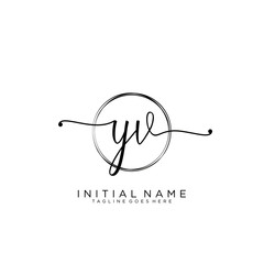 YV Initial handwriting logo with circle template vector.