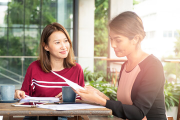 two students studying 