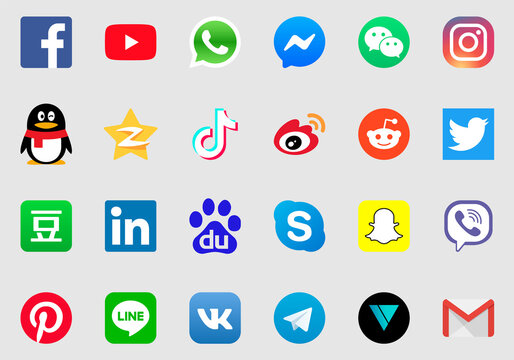 PERM, RUSSIA - NOVEMBER 11, 2019: set of icons for social networking service