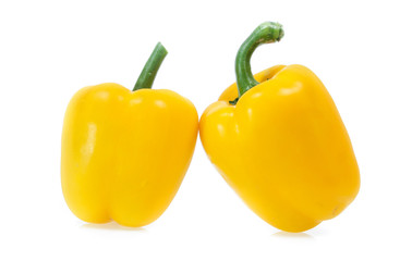 peppers with white background. Cut in half with slices