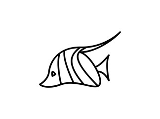 Simple Fish Icon Symbol Template. Fish Concept. Designed in Monoline Style Isolated on White Background. . Vector Illustration
