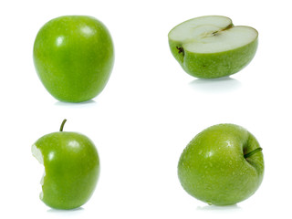 Green apple collection isolated on white background (set)