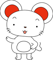 Cute white mouse mascot character