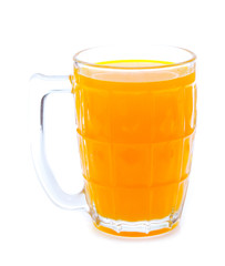 Orange juice glass, isolated on white background