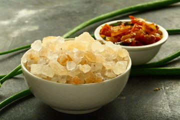 Indian organic rock salt from Himalaya mountains.
