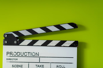 movie clapper on green  background