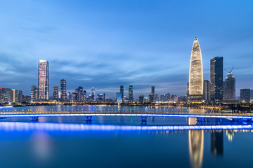 Fototapeta na wymiar Shenzhen Bay Houhai CBD night skyline
