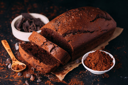 Chocolate Cake Cut With Pieces Of Chocolate