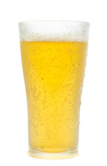 Glass of cold beer on a white background