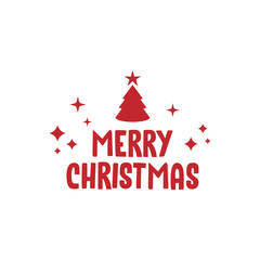 Merry christmas greeting card with tree. Xmas design.