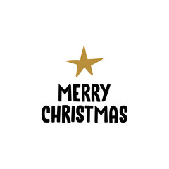 Merry christmas greeting card invitation with star.