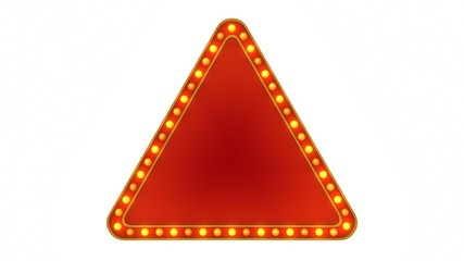 Obraz premium Triangle marquee light board sign retro on white background. 3d rendering
